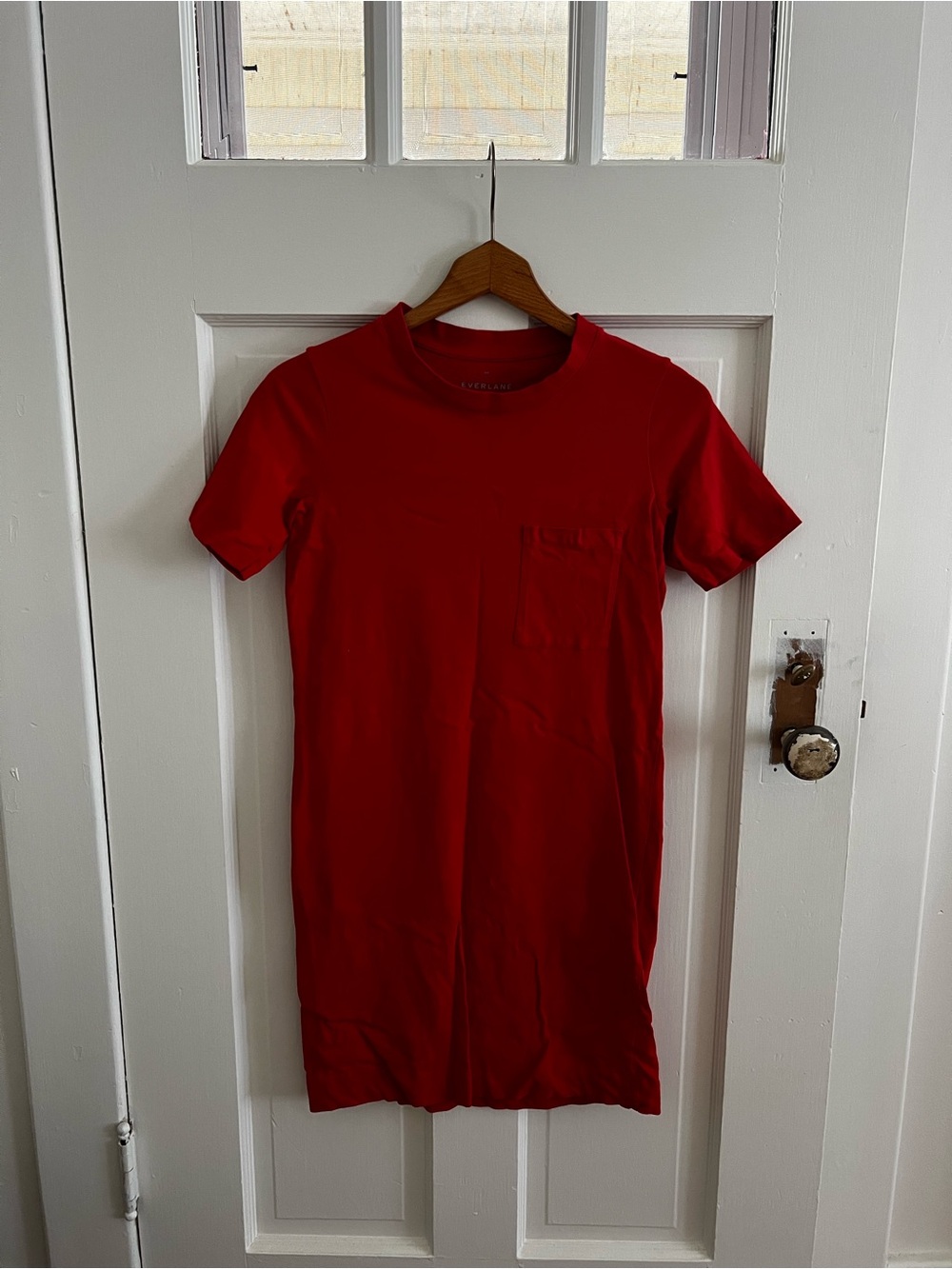 Everlane Red Short Sleeve Pocket Tee Dress